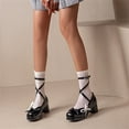 thumbnail image 5 of IUJSOY Women's Lolita Shoes Strappy Platform Block Heel Patent Leather Pumps with Bow, 5 of 8