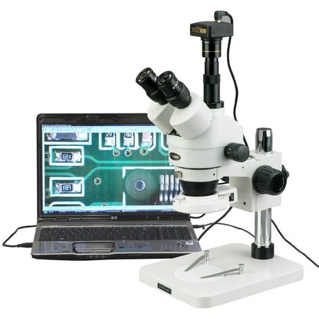 AmScope 3.5X-180X Inspection Trinocular Zoom Stereo Microscope + 144-LED Compact Light