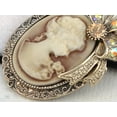 thumbnail image 2 of Vintage Inspired Crystal Rhinestone Victorian Lady Cameo Brooch Pin Maiden Flower Ribbon Bow Pendant, 2 of 4