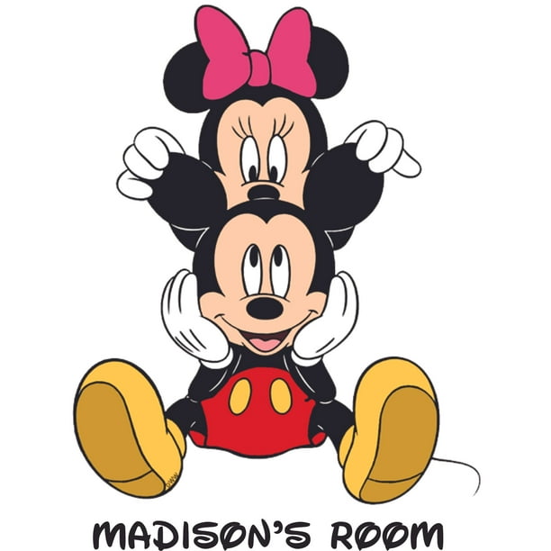Playful Minnie Mickey Mouse Cartoon Customized Wall Decal - Custom Vinyl Wa...