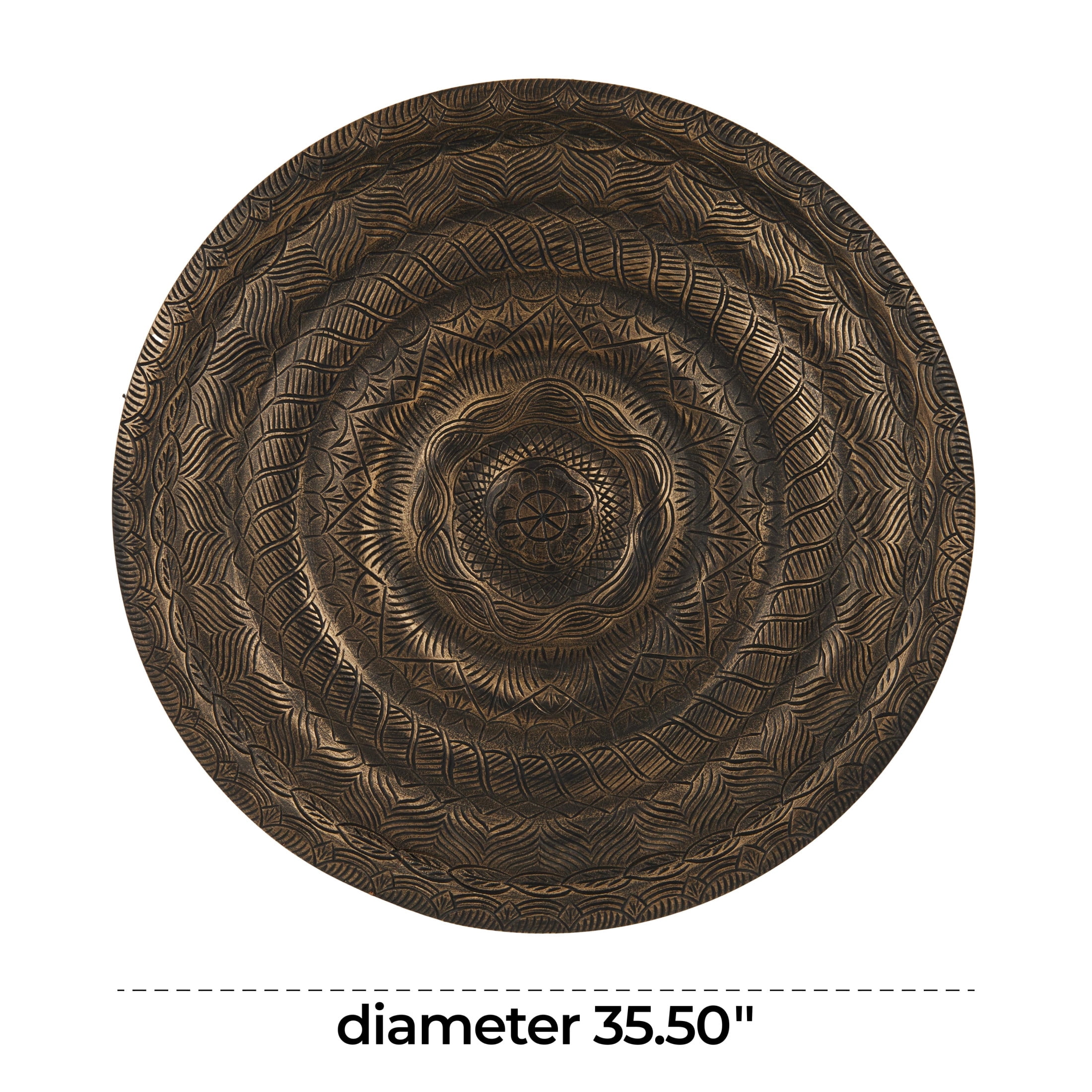 DecMode Bronze Wooden Carved Floral Wall Decor with Scroll and Leaf Details