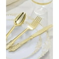 thumbnail image 7 of Goodluck 350PCS Gold Plastic Plates for 50 Guests, Disposable Dinnerware Sets Include 100 Gold Rim Plastic Plates, 50 Silverwares, 50 Cups, and 50 Pre Rolled Napkins for Party, Wedding, Graduation, 7 of 7