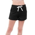 thumbnail image 3 of MixMatchy Women's Solid French Terry White Piping Comfy Shorts, 3 of 6
