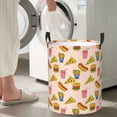 thumbnail image 5 of Rateoe Hamburger Pizza Coke Pattern Round Laundry Hamper Basket, Tall Hamper Basket for Blanket Storage, Nursery Clothes Hamper for Laundry in Bedroom and College Dorm-Small, 5 of 6