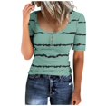 thumbnail image 3 of Birdeem Womens Round Neck Button Up T-Shirt Loose Short Sleeved Top, 3 of 8
