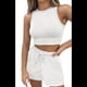 thumbnail image 1 of Conjuntos de Verano para Mujer, Conjunto Informal de 2 Piezas con Top Corto y Pantalones Cortos de Punto Gofre, Ropa de Dormir XXL, 1 of 8