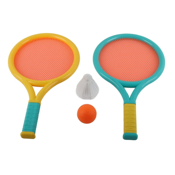 Children Badminton Racket Slip Resistant Durable Elastic Portable Tennis Racket Set for Kids 2 Rackets 2 Balls Blue Yellow