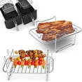thumbnail image 3 of 2Pcs Air Fryer Rack with 4 Barbecue Sticks for Double Basket Air Fryers 304 Grilling Rack Air Fryer Accessories Cooking Rack, 3 of 10