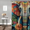 thumbnail image 2 of Autua Elephant Flowers Bird Shower Curtain for Bathroom Chic Modern Decor with Hooks 60"x72, 2 of 7