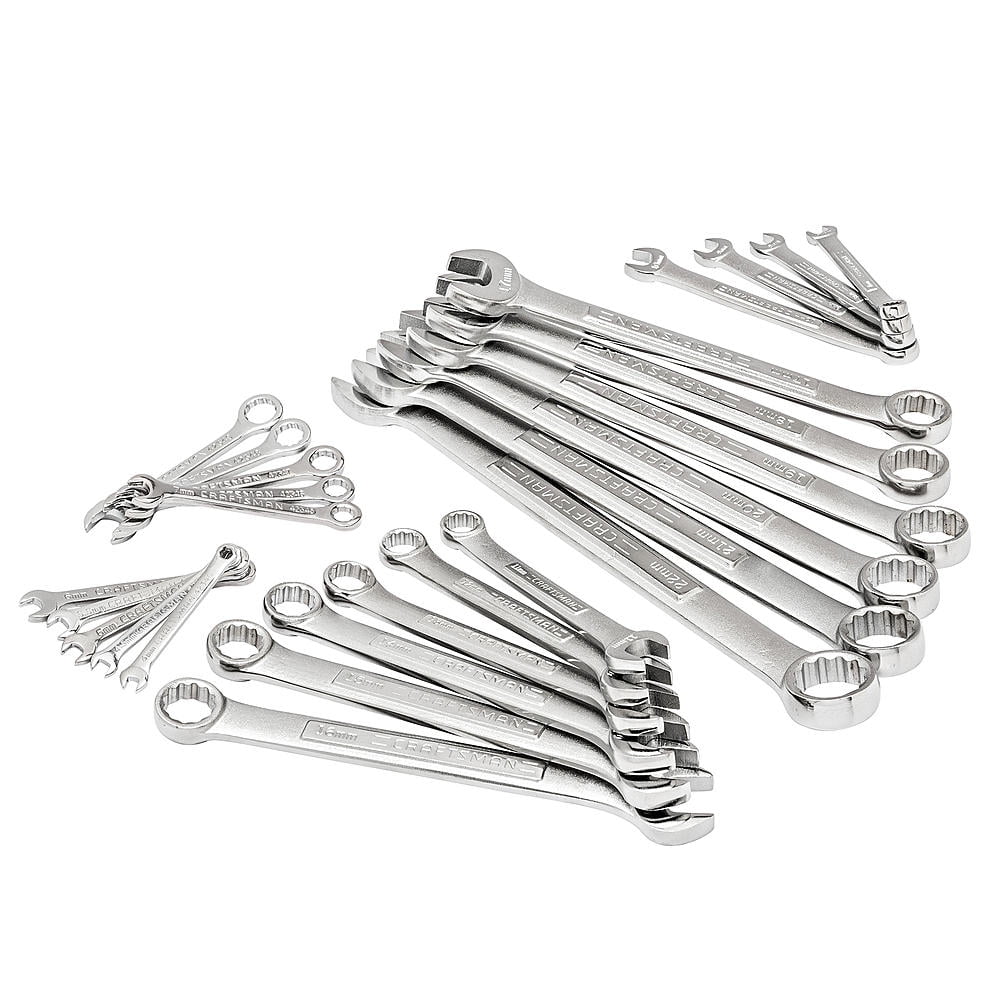 HEAVY DUTY FULLY POLISHED 25PC COMBINATION METRIC SPANNER WRENCH RING SET 