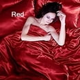 thumbnail image 3 of WONESION Satin Sheet Set 3 Piece Hotel Soft Sikly Deep Pocket Bed Sheets,Twin,Red, 3 of 5