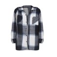 thumbnail image 7 of Jxximdong Fashion Coat for Women, Plush Coat Long Sleeve Plaid with Pocket Loose Coat, Women's Coats Blue, 7 of 7