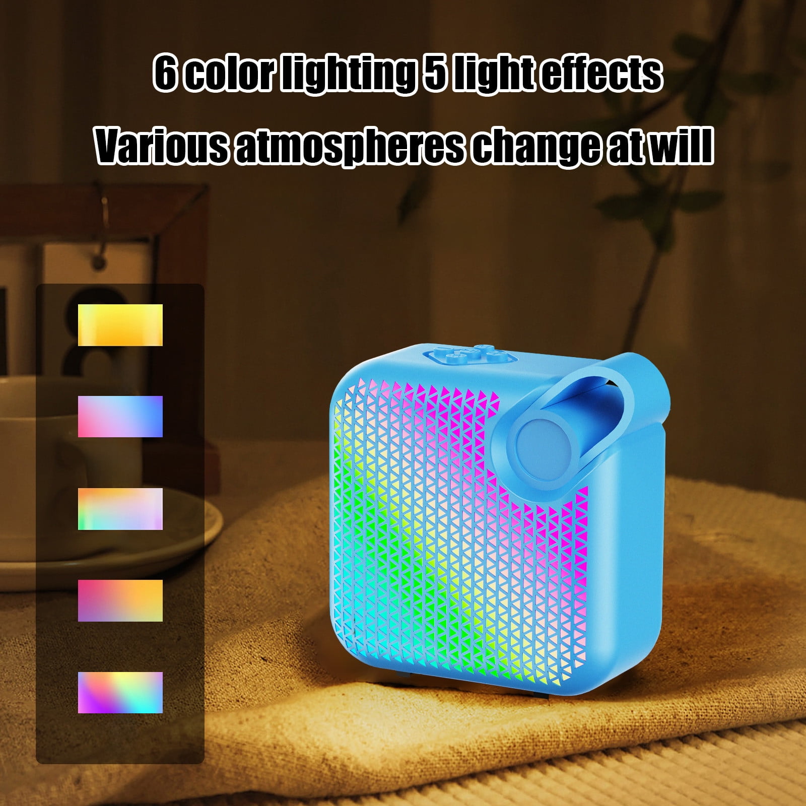 LACKUST RGB Bluetooth Speaker 5.3, Low Latency Wireless Desktop Speaker with Colorful LED Lights, Long Battery Life, Room-Filling Sound for Gaming/Party - Blue
