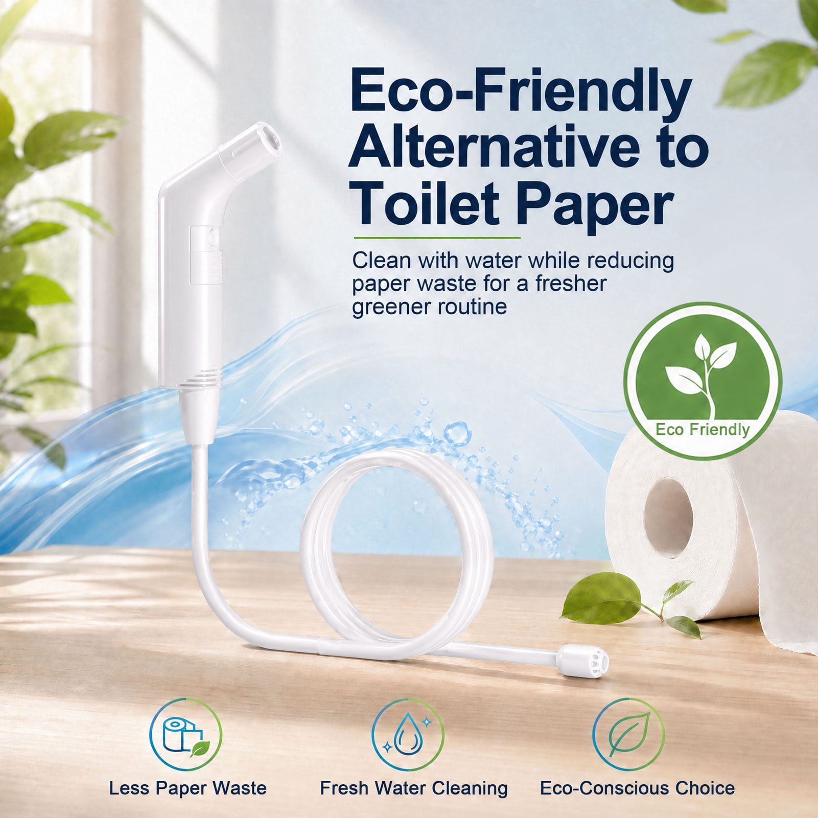 WOWER Rechargeable Portable Bidet with 2 Spray Modes, 800mAh Battery and 2M Hose, Handheld Personal Hygiene Sprayer for Travel, Camping & Postpartum Care