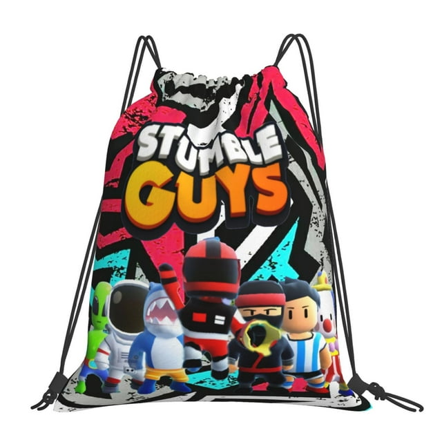 Stumble Guys Print Drawstring Backpack Sackpack String Bag Cinch Water Resistant Bag for Gym Sport Yoga