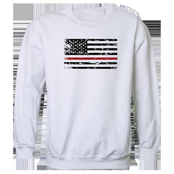Rapid Dominance  Thin Red Line Graphic Crewneck Sweatshirt, White - Large