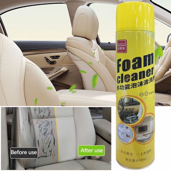 Car Upholstery Foam Cleaner 650ml | Waterless Multifunctional Stain Remover for Leather Seats, Dashboard, Fabric | Odor Eliminator, Interior Cleaning Spray for Car & Home