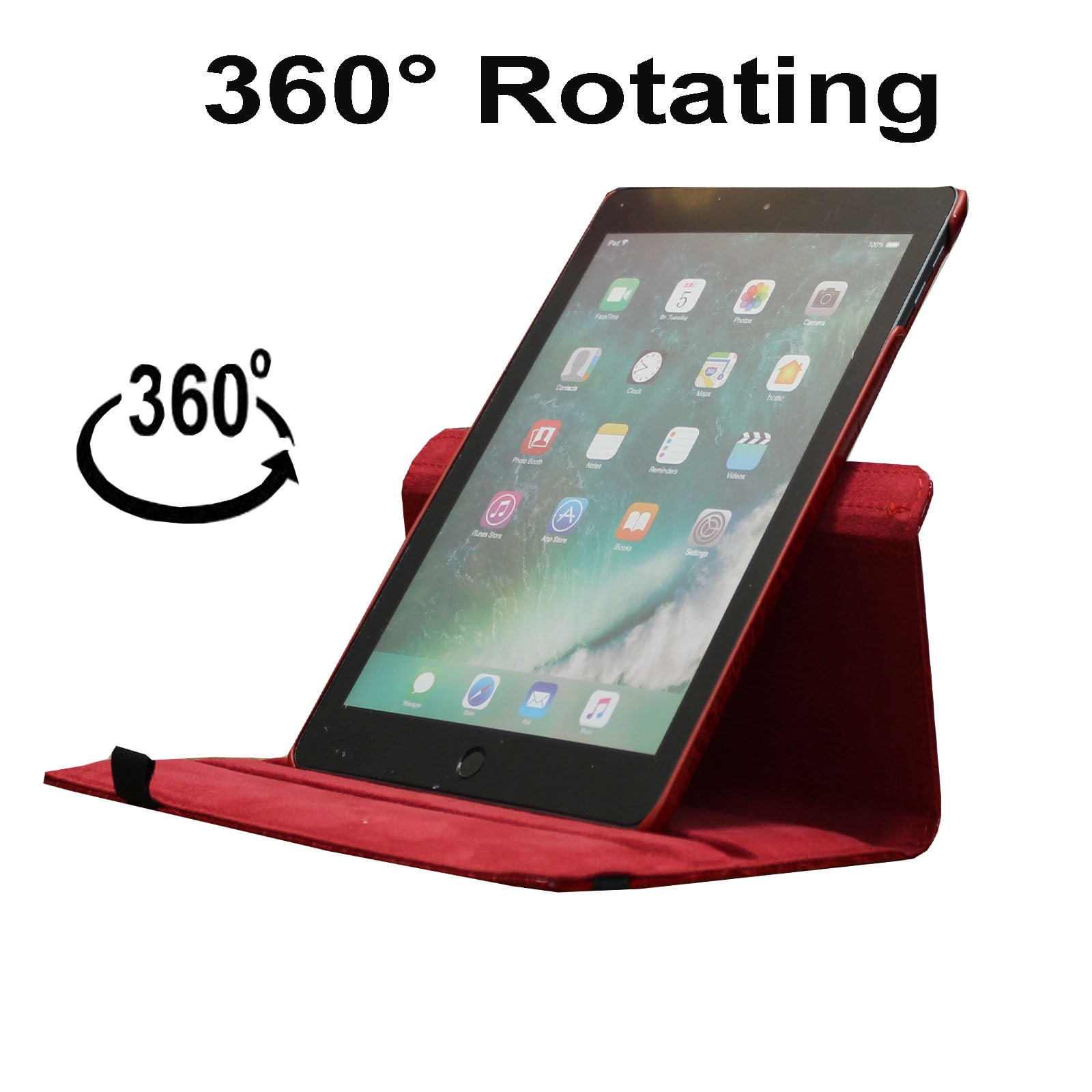 JYtrend Smart Case for iPad 5th / 6th Generation with Pencil Holder, Rotating Stand Magnetic Auto Wake Up/Sleep Cover for 2017 / 2018 iPad 9.7 Model A1893 A1954 A1822 A1823 (Crocodile)