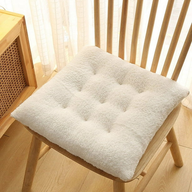 Xiao Hua Cojines para silla de comedor con lazos, cuadrados, antideslizantes, gruesos, blancos, 40,6 x 40,6 cm
