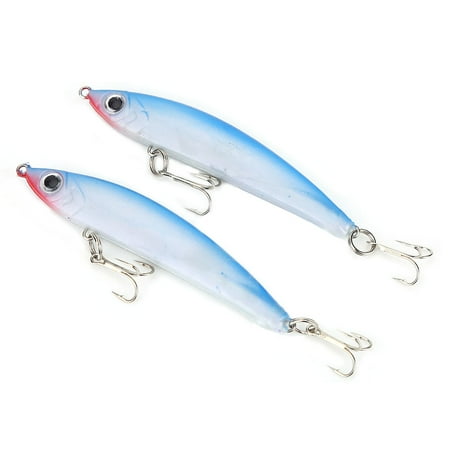 2pcs Fihsing Lures Lifelike Hard Baits T-Shape Tail Fishing Swimbait Accessory (Blue&White)