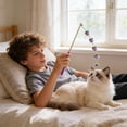 thumbnail image 1 of EGNMCR Real Wood Cats Wand Toy Long Handle Teaser With Boll Interactive Cats Exercise Toy For Indoor Cats Lasting Scratch Counteractive Cats Fishing Pole Polyester cat toy, 1 of 6