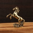 thumbnail image 3 of Eoozwa Hand Carved Copper Alloy Horse Statue Mini Desktop Decor Bronze Office Desk Ornament Collectible Gift for Home Display, 3 of 6