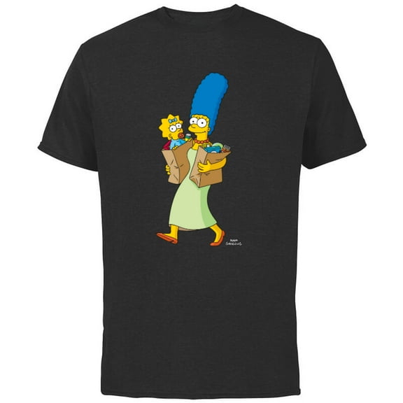 The Simpsons Marge Simpson and Maggie Grocery Run - Short Sleeve Cotton T-Shirt for Adults - Customized-Black