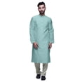 thumbnail image 1 of Atasi Button Placket Satin Slub Printed Mens Kurta With Churidar Kurta, 1 of 1