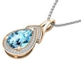 thumbnail image 2 of Dazzlingrock Collection 10X7mm Pear Blue Topaz & Round White Diamond Teardrop Pendant for Women with 18 Inch Silver Chain (0.15 ctw, Color I-J, Clarity I1-I2) in 14K Rose Gold, 2 of 4