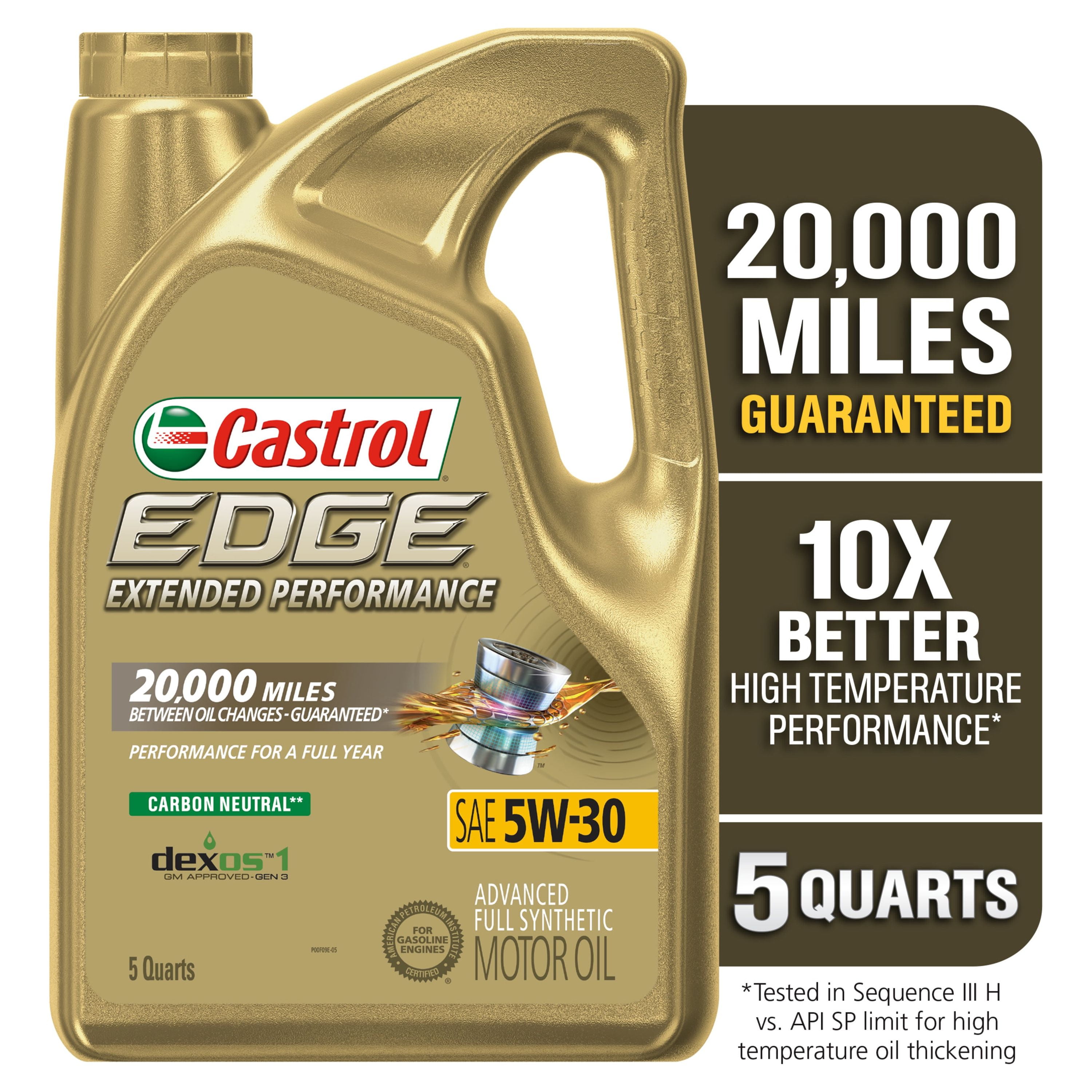 Castrol Edge 5W-30 LL Motor Oil, Advanced Full Synthetic, 5 Quarts