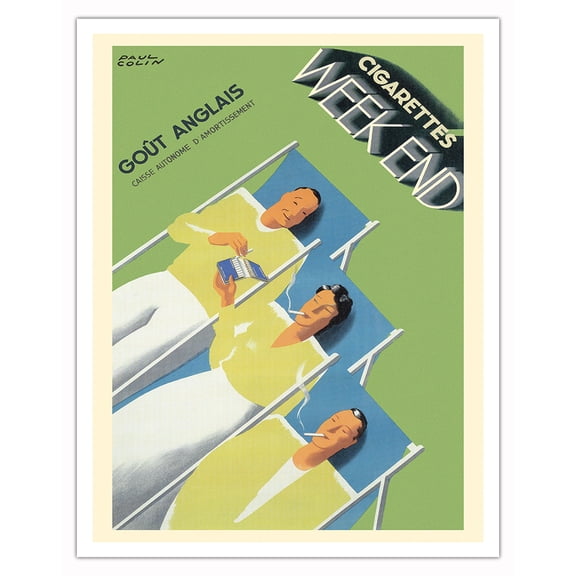 Cigarettes Weekend - English Taste (Goût Anglais) - Vintage Advertising Poster by Paul Colin c.1933 - Fine Art Matte Paper Print (Unframed) 11x14in