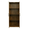 thumbnail image 6 of 2 IN1 High Wardrobe & Kitchen Cabinet with 2 Doors and 3 Storage Shelves, 70.87" Wooden Freestanding Floor Storage Cabinet, Modern Space Saving Entryway Cupboard for Living Room Bathroom, Walnut, 6 of 7