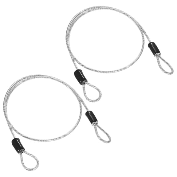 Uxcell 2-Pack Security Cable Lock, 3.28FT Coated Steel Luggage Lock Wire Rope with Double Loop [Transparent]