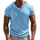 thumbnail image 1 of pstuiky camisetas para hombre, Camisa de manga corta con cuello en V y ventilación con botones de color liso para hombre camisetas de hombre s, 1 of 7
