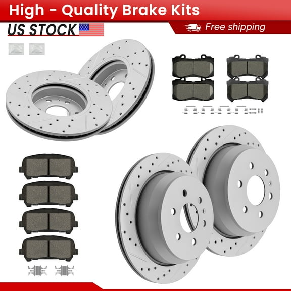 ACB ZONE Front Rear Brake Kits for 2015-2020 Chevy Colorado GMC Canyon (582038, 582039, 1802, 1806), Drilled Slotted Disc Brake Rotors and Ceramic Brake Pads