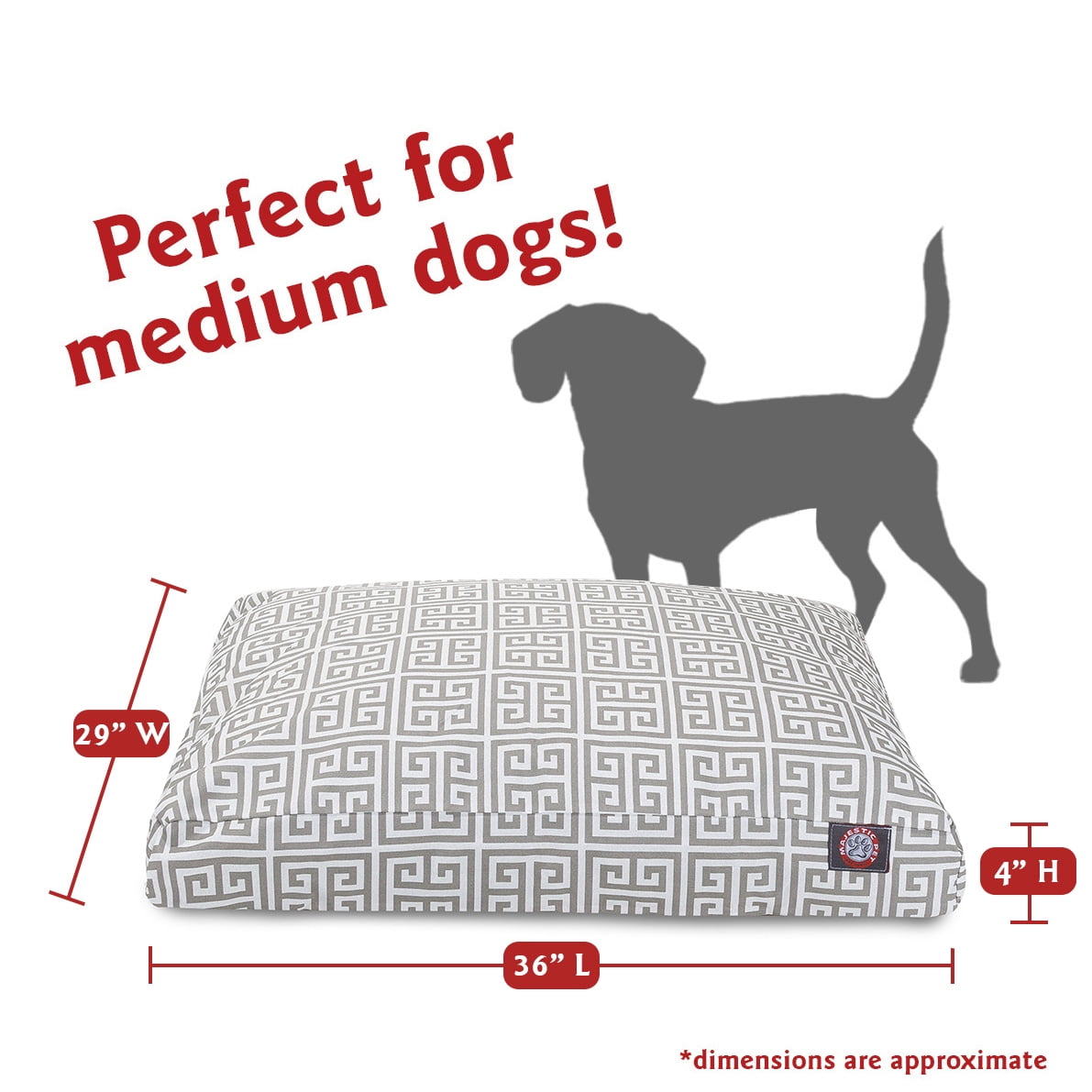 Majestic Pet | Towers Rectangle Pet Bed For Dogs, Removable Cover, Grey, Medium