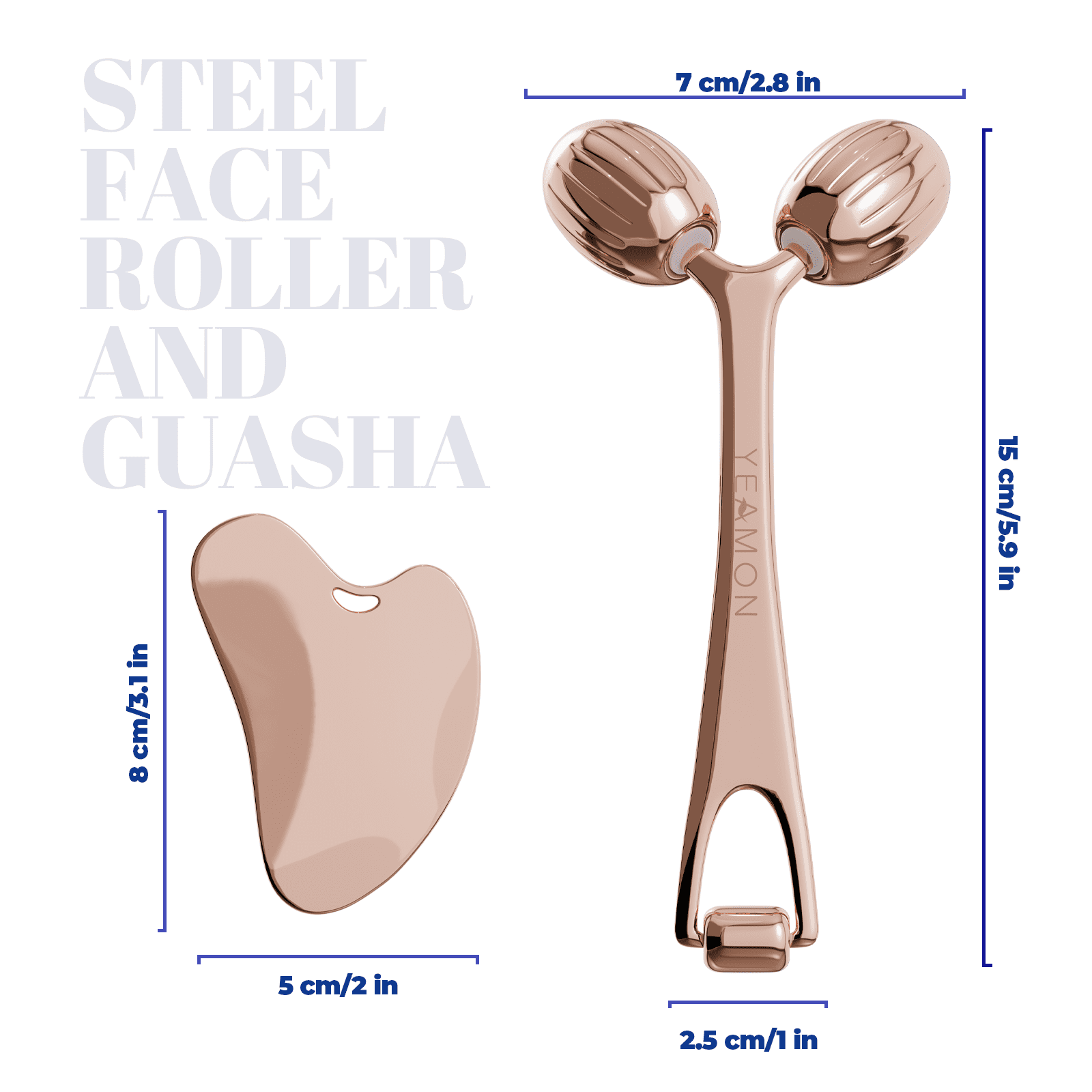 Gua Sha Facial Tools and Face Roller Set, Facial Massage Tool for Women’s Skincare Routine,Cooling Stainless Steel Face Sculpting Eyes Roller Guasha for Daily Use or Self-Care Gift for Women