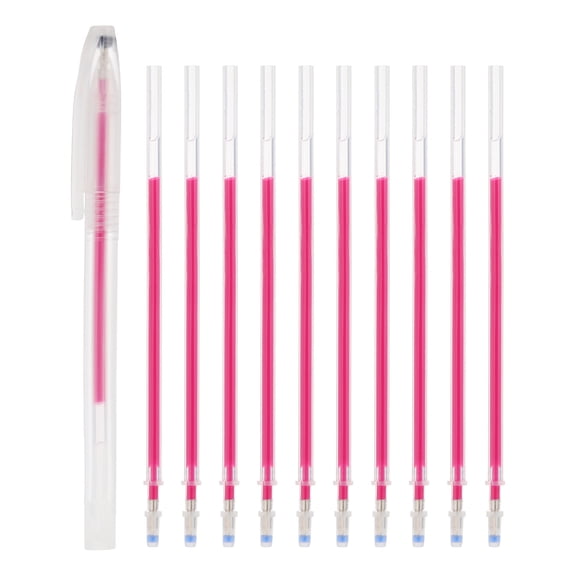 Uxcell 10Pcs Erasable Gel Pens Refills, 1mm Heat Erasable Pens for Fabric Disappearing Ink Pen Fabric Markers, Red Ink