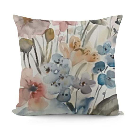 SHANXI Brown Cream Grey Teal Pillow Covers Watercolor Flower Couch Pillow Cases Rustic Abstract Modern Throw Pillows Farmhouse Home Decor for Room Bedroom Bed Cushion Outdoor 12x12in