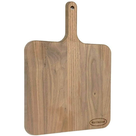 Härthwood Walnut Wood Cutting Board with Handle | Paddle Wooden Shaped Serving Board | Genuine North American Black Walnut for Cheese & Steak | Gift Set with Coconut Seasoning Oil Made in USA (9"9")