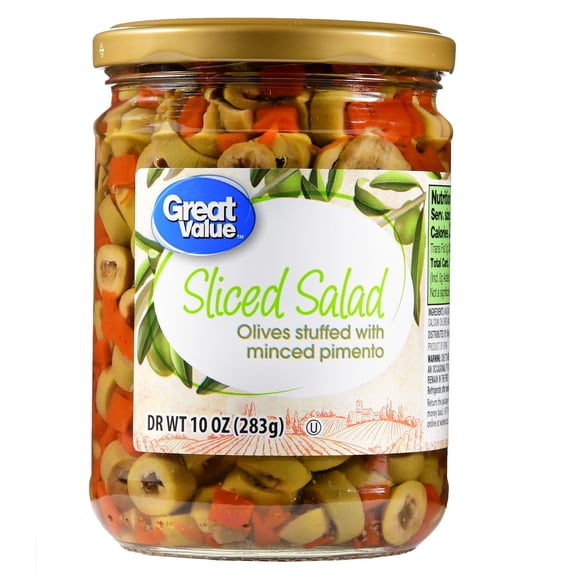 Great Value Sliced Salad Olives with Pimiento, 10 Oz