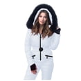 thumbnail image 5 of JFGHDG Snow Jumpsuit for Women One Piece Snowsuit Sports Waterproof Color Block Sports Outerwear Windproof Faux Fur Collar Warm Waterproof Sports Slim Winter Suits for Women A1_white M, 5 of 9
