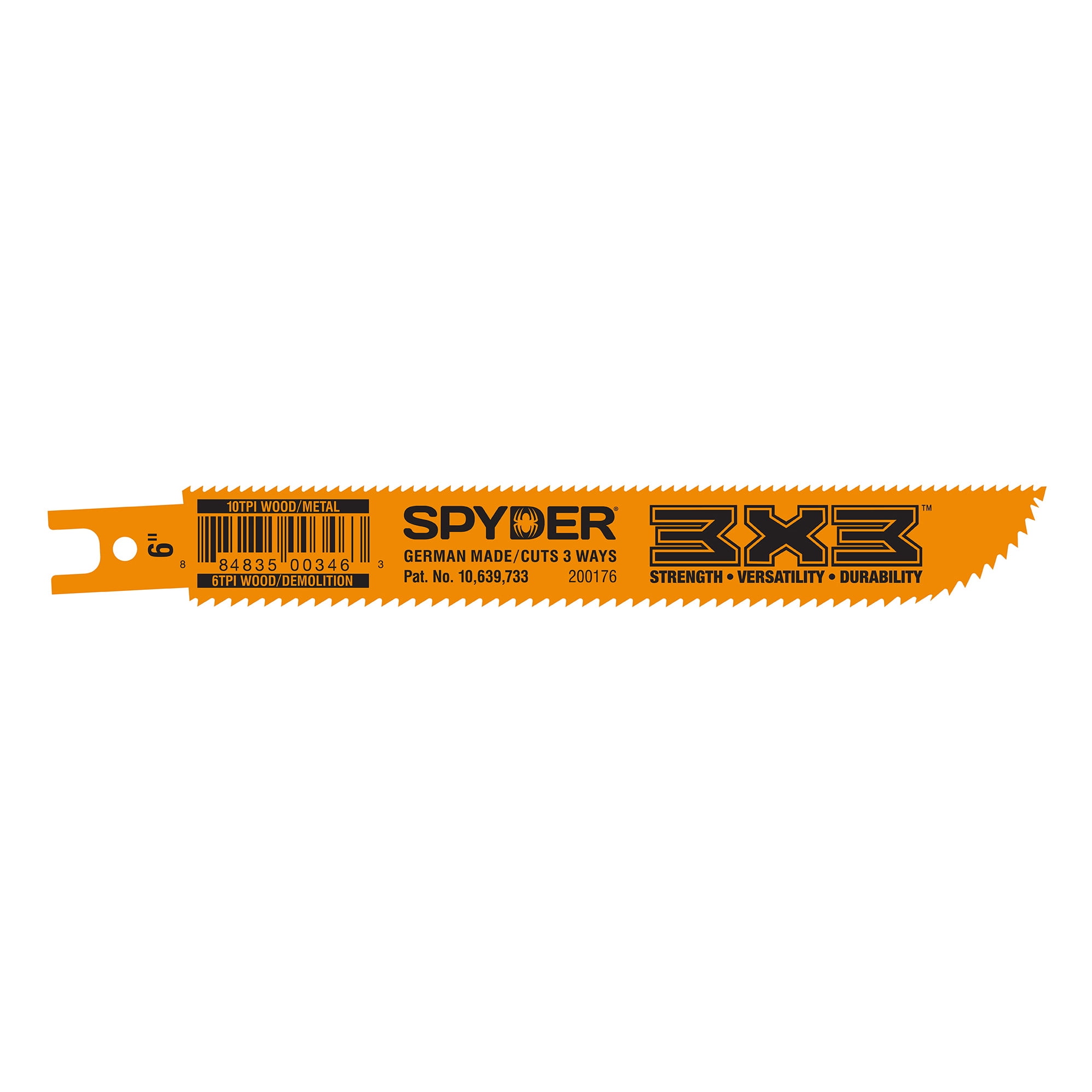 Spyder 3X3™ Double-Sided 6-Inch 6/10-TPI Double-Edged Reciprocating Saw Blade (10-Pack) 200199