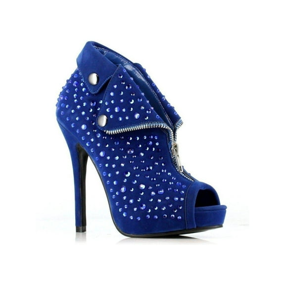 Ellie Shoes E-517-Chastity Suede Bootie with stud & grommet details 12 / Black Velvet