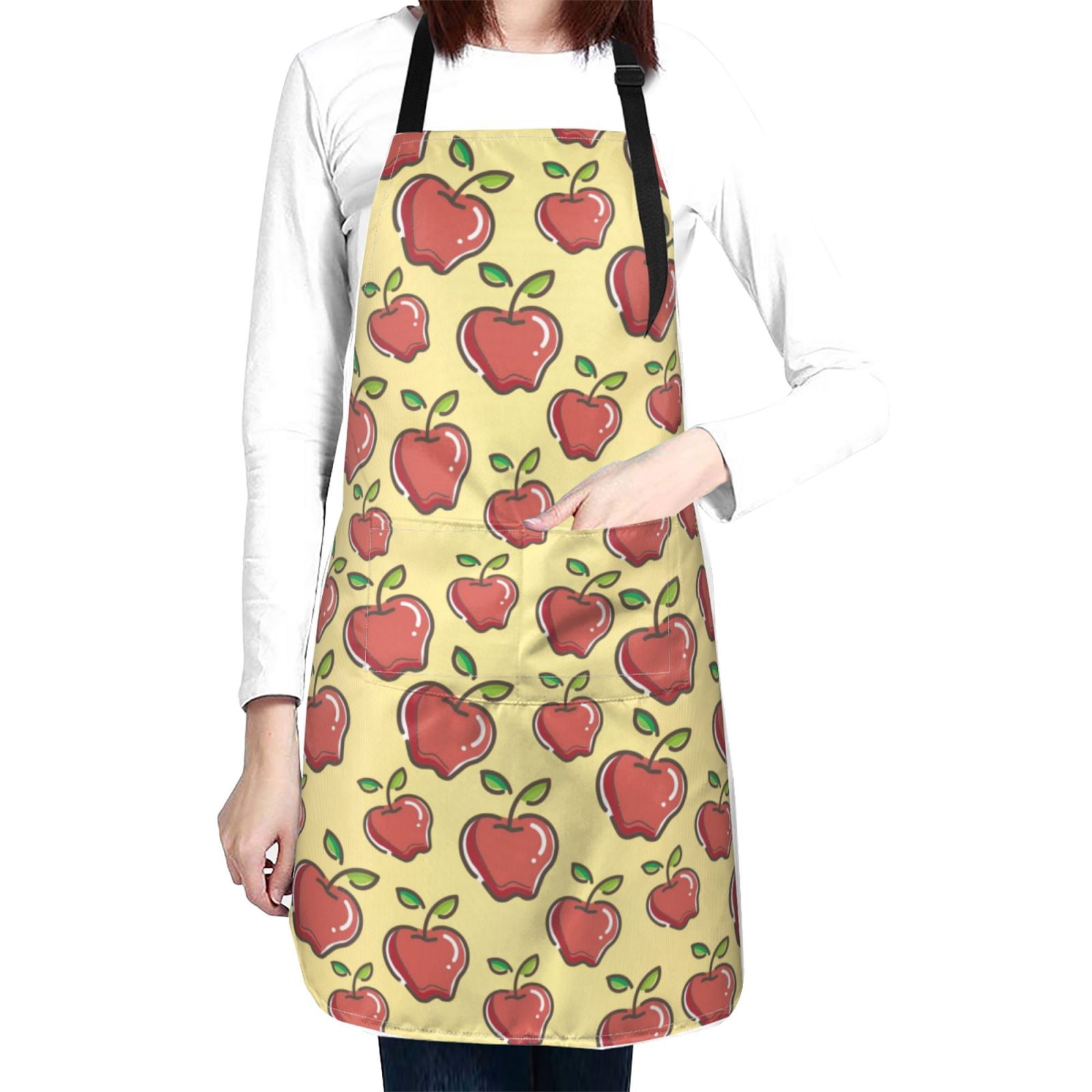 Kdxio Apple Apron with Pockets Adjustable Kitchen Aprons for Men Women Waterproof Aprons for Cooking,Drawing,Crafting, Baking Household Cleaning