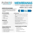 thumbnail image 2 of Membrana para Sistemas de Ósmosis Inversa Residencial / Comercial Ligero Purikor PKRO-3013-400, 2 of 3