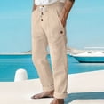thumbnail image 2 of Akiihool Mens Linen Pants Big and Tall Mens Casual Pants Loose Fit Elastic Drawstring Waist Pants Beige,XXXL, 2 of 5