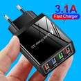 thumbnail image 4 of USB de carga rápida rápida 4 puertos LED cargador de teléfono adaptador de corriente UE (negro), 4 of 9