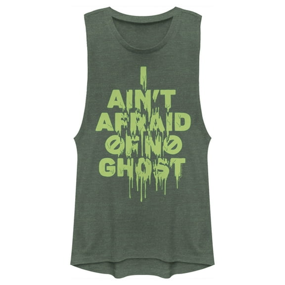 Junior's Ghostbusters I Ain't Afraid of No Ghost Streak  Festival Muscle Graphic Tee Pine Green Heather Large