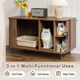 thumbnail image 3 of Multi-Functional Hidden Cat Litter Box Enclosure Furniture, Akaber Cat Washroom with Cat Scratch Pad, Tambour Sliding Door, Indoor Cat House for Living Room, Walnut, 3 of 9